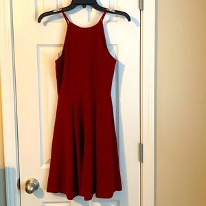 High neck sparkly red dress